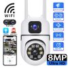 8MP Wifi PTZ Camera Dual Lens Dual IP Cameras AI Auto Tracking Two-way Audio Color Night Vision Baby Monitor Wireless Cam CCTV