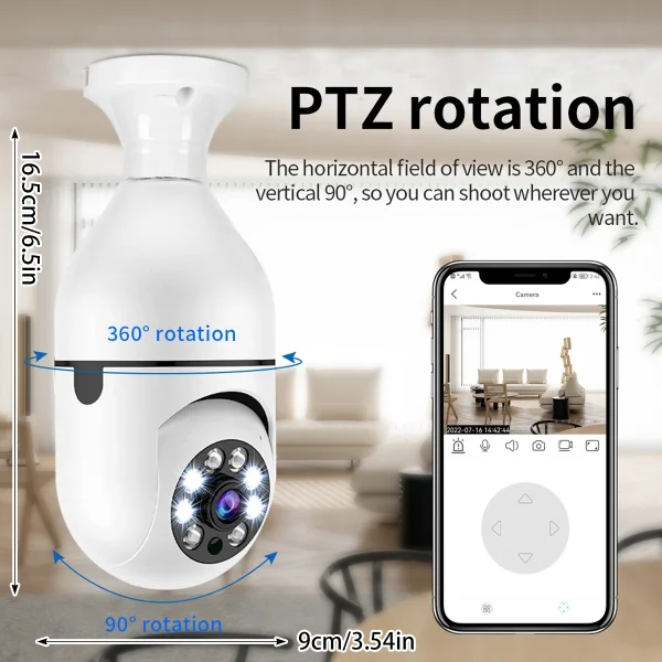 主图_03 E27 Bulb Wifi Surveillance Camera 8X Digital Zoom AI Humanoid Detection Color Night Vision Wireless Cameras Baby Monitor Cam