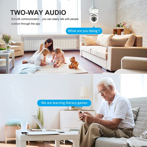 主图_05 E27 Bulb Wifi Surveillance Camera 8X Digital Zoom AI Humanoid Detection Color Night Vision Wireless Cameras Baby Monitor Cam