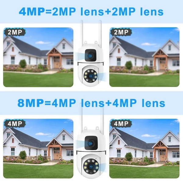 8MP Wifi PTZ Camera Dual Lens Dual IP Cameras AI Auto Tracking Two-way Audio Color Night Vision Baby Monitor Wireless Cam CCTV