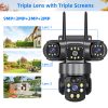 主图_06 9MP Full HD Solar WiFi Security Camera | 3 Lens 3 Screen 10X Zoom + PIR Human Detection & Night Vision