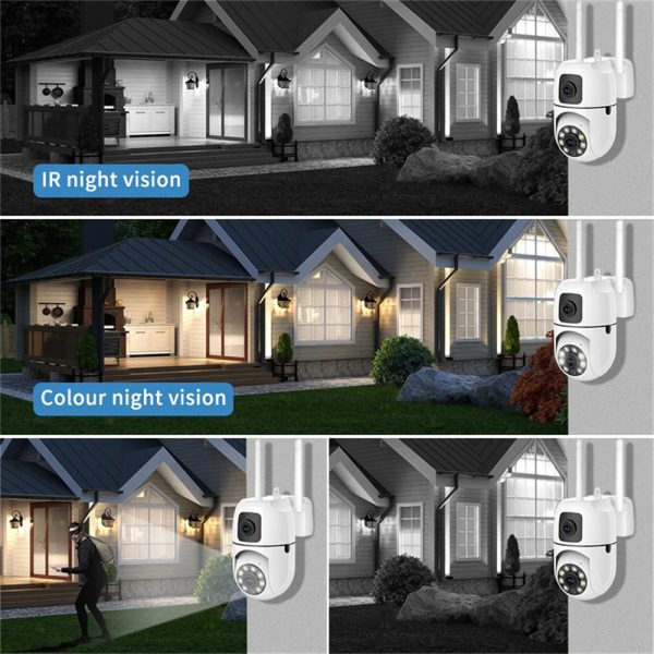 8MP Wifi PTZ Camera Dual Lens Dual IP Cameras AI Auto Tracking Two-way Audio Color Night Vision Baby Monitor Wireless Cam CCTV