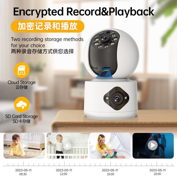 4MP Carecam/YiLot/Yoosee/O-Kam APP Dual Lens Full Color PTZ IP Dome Camera AI Humanoid Detection CCTV Baby Monitor