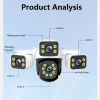 6K 12MP WiFi IP Camera HD 3-Lens 3-Screen Outdoor Cam Human Type AI Detection Automatic Tracking Securit Monitoring IP CCTV