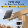 AOV Solar Battery Camera 4G SIM 7/24 Hours Recording Wireless WIFI Security PTZ Camera Dual Lens PIR Night Vision