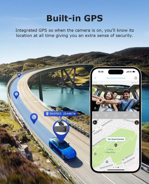 Dash Cam Dual Lens 4K UHD Recording Dual Lens Vehicle Car Camera DVR Night Vision Video Recorder with GPS 24H Parking