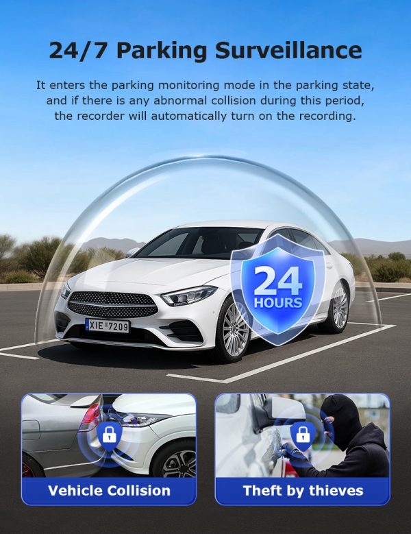 Dash Cam Dual Lens 4K UHD Recording Dual Lens Vehicle Car Camera DVR Night Vision Video Recorder with GPS 24H Parking