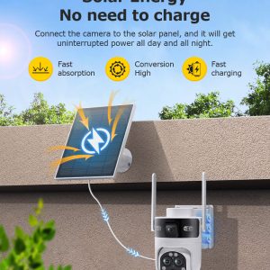AOV Solar Battery Camera 4G SIM 7/24 Hours Recording Wireless WIFI Security PTZ Camera Dual Lens PIR Night Vision