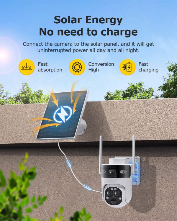 AOV Solar Battery Camera 4G SIM 7/24 Hours Recording Wireless WIFI Security PTZ Camera Dual Lens PIR Night Vision