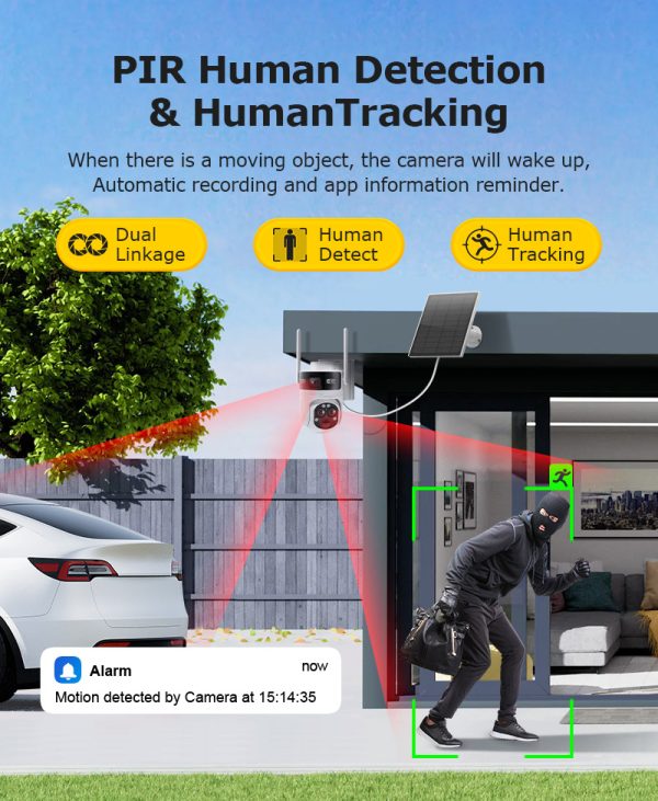 AOV Solar Battery Camera 4G SIM 7/24 Hours Recording Wireless WIFI Security PTZ Camera Dual Lens PIR Night Vision