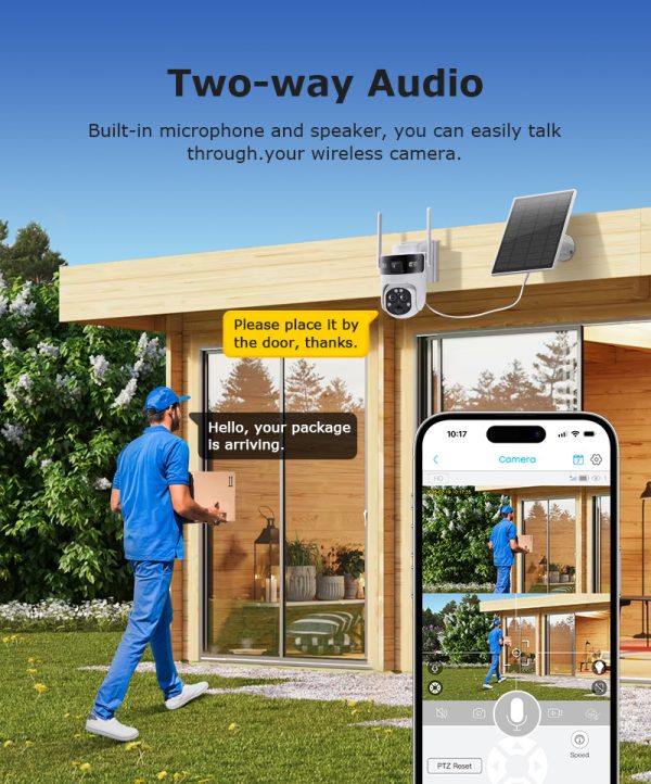 AOV Solar Battery Camera 4G SIM 7/24 Hours Recording Wireless WIFI Security PTZ Camera Dual Lens PIR Night Vision