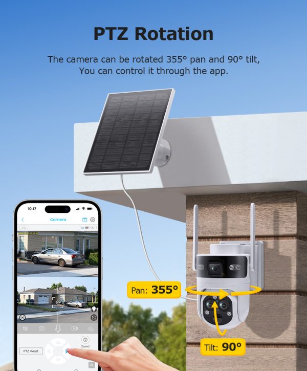 AOV Solar Battery Camera 4G SIM 7/24 Hours Recording Wireless WIFI Security PTZ Camera Dual Lens PIR Night Vision