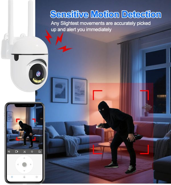 Dual Light WiFi PTZ Camera with Wired & Hotspot Connection, Humanoid Detection, Two-Way Audio, Local & Cloud Storage, Custom Alarm, 4-Channel Live View, ONVIF