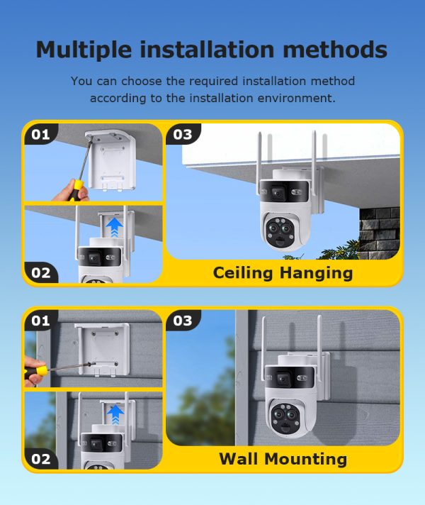 AOV Solar Battery Camera 4G SIM 7/24 Hours Recording Wireless WIFI Security PTZ Camera Dual Lens PIR Night Vision