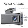 Dash Cam Dual Lens 4K UHD Recording Dual Lens Vehicle Car Camera DVR Night Vision Video Recorder with GPS 24H Parking