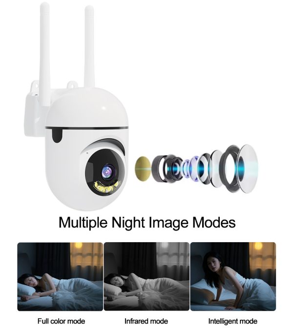 Dual Light WiFi PTZ Camera with Wired & Hotspot Connection, Humanoid Detection, Two-Way Audio, Local & Cloud Storage, Custom Alarm, 4-Channel Live View, ONVIF