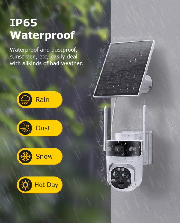 AOV Solar Battery Camera 4G SIM 7/24 Hours Recording Wireless WIFI Security PTZ Camera Dual Lens PIR Night Vision