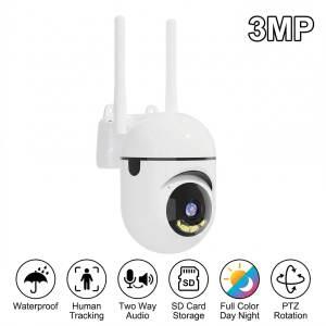 Dual Light WiFi PTZ Camera with Wired & Hotspot Connection, Humanoid Detection, Two-Way Audio, Local & Cloud Storage, Custom Alarm, 4-Channel Live View, ONVIF